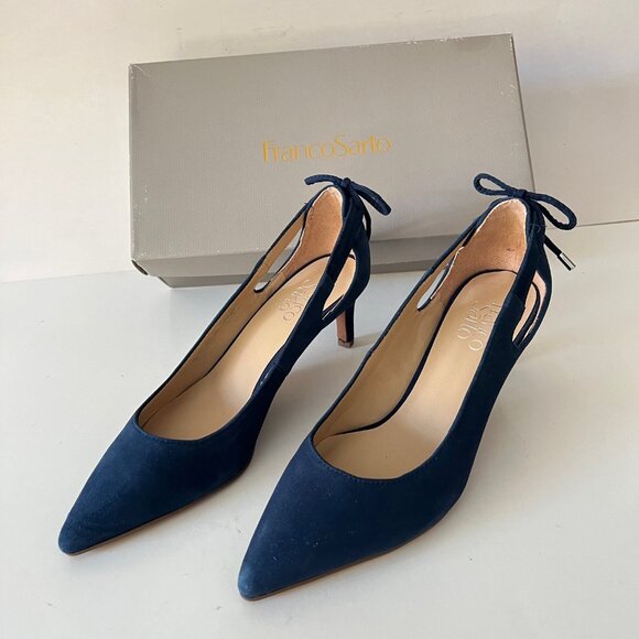 NEW Franco Sarto Real Suede Bow Back Pumps Shoes in Blue, Size 7.5 M - Picture 8 of 16